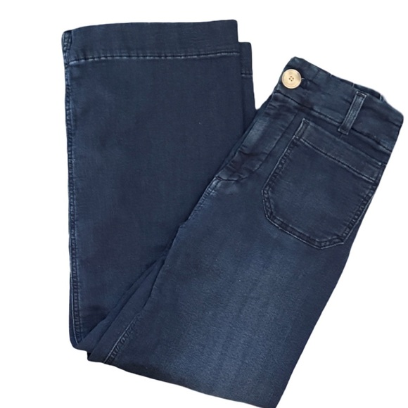 Maeve The Colette Crop High-Rise Wide-Leg Dark Blue Jeans Anthropologie Size 25 - Picture 8 of 13